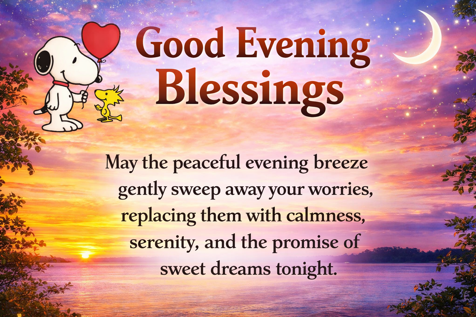 Beautiful Good Evening Blessings with Sunset Image