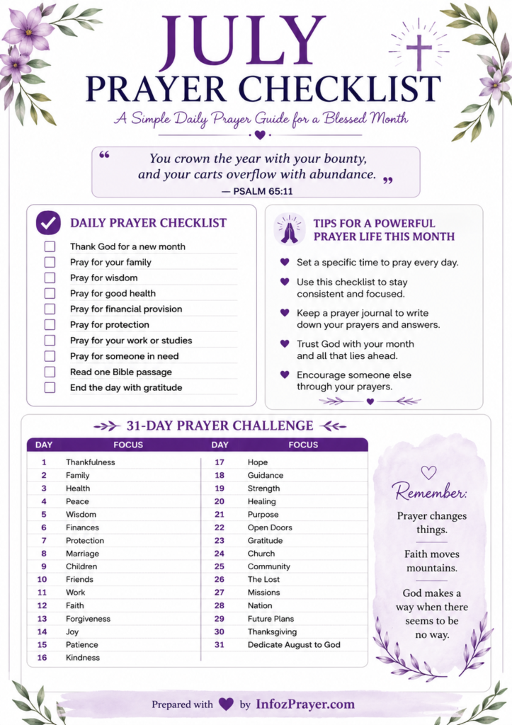 july prayer checklist