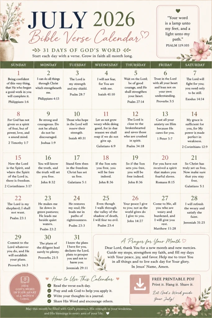 Bible Verses for July