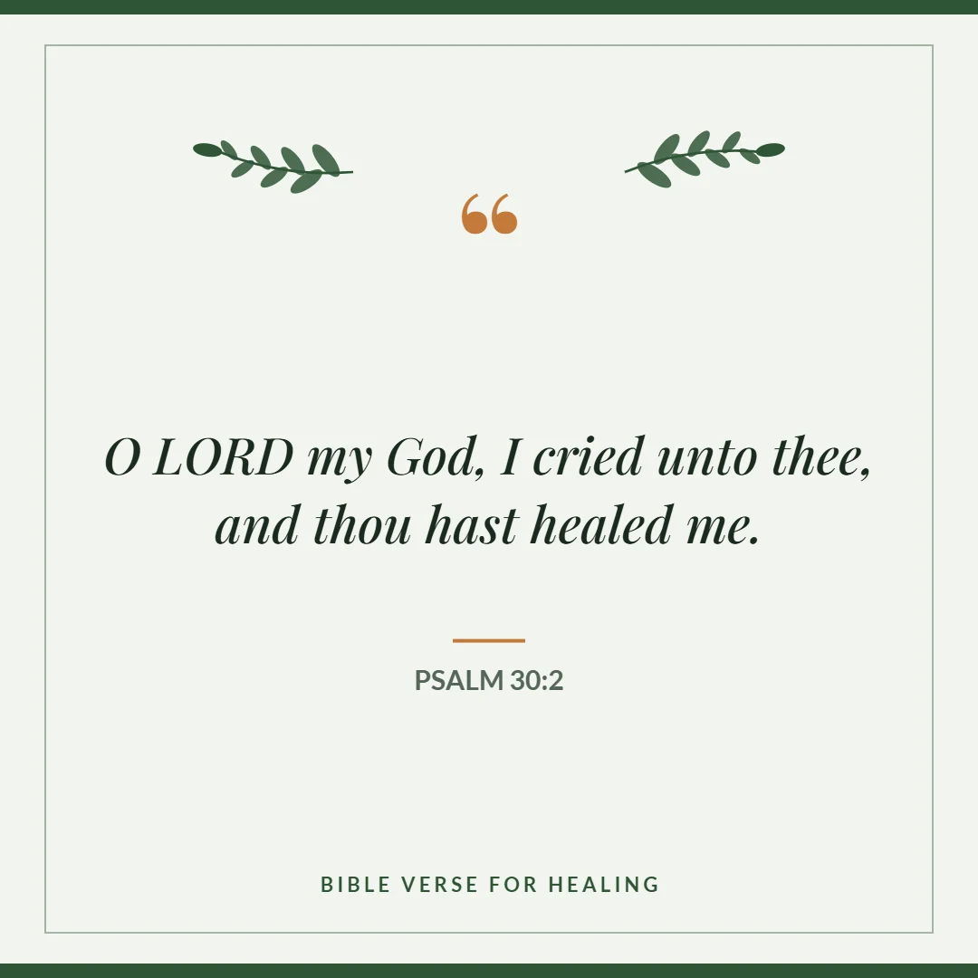 Bible verses for healing: Psalm 30:2 verse card