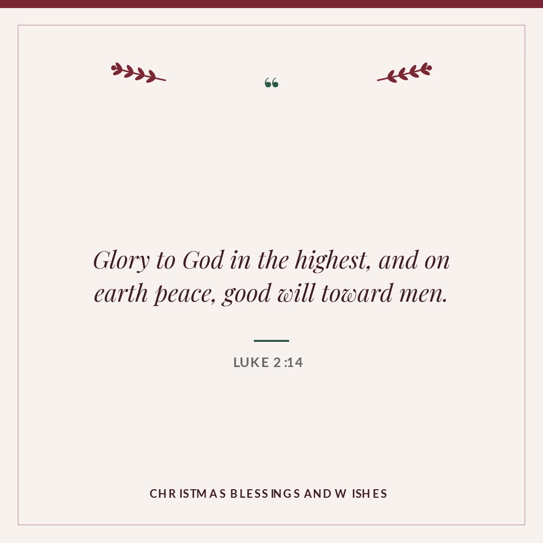 Christmas blessings and wishes: Luke 2:14 verse card