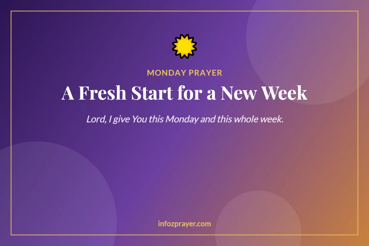 Short Monday prayer card: a fresh start for a new week