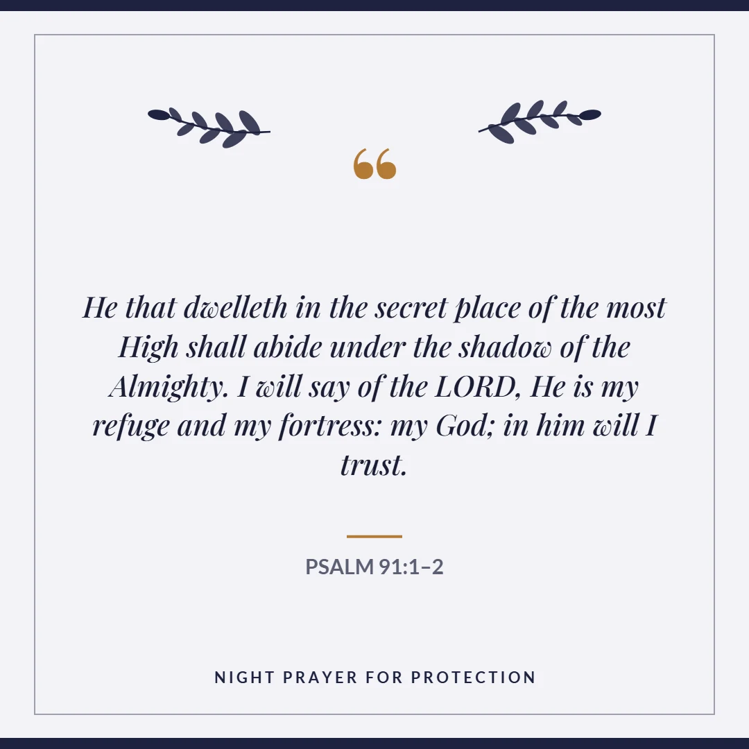 Night prayer for protection: Psalm 91:1–2 verse card