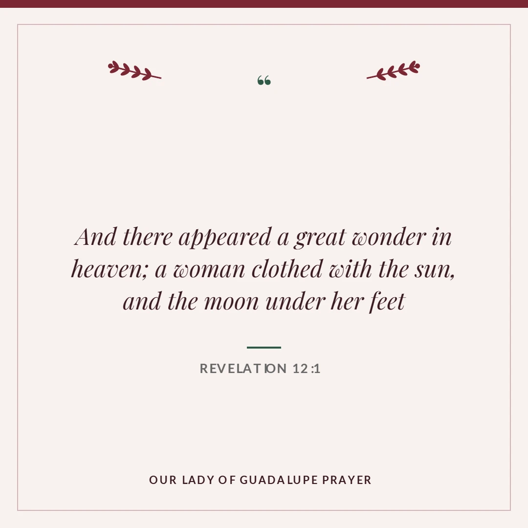 Our Lady of Guadalupe prayer: Revelation 12:1 verse card