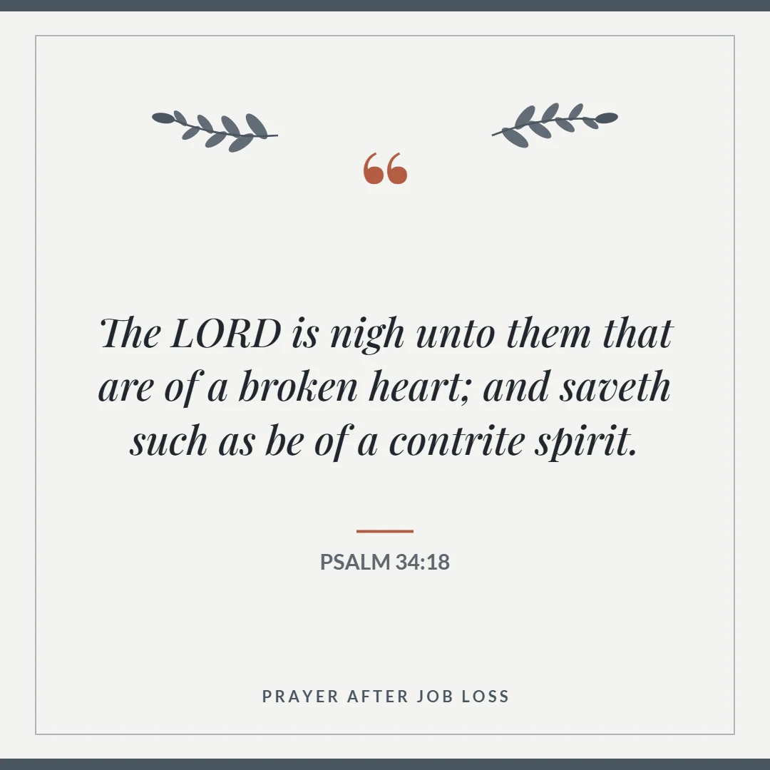 Prayer after losing a job: Psalm 34:18 verse card