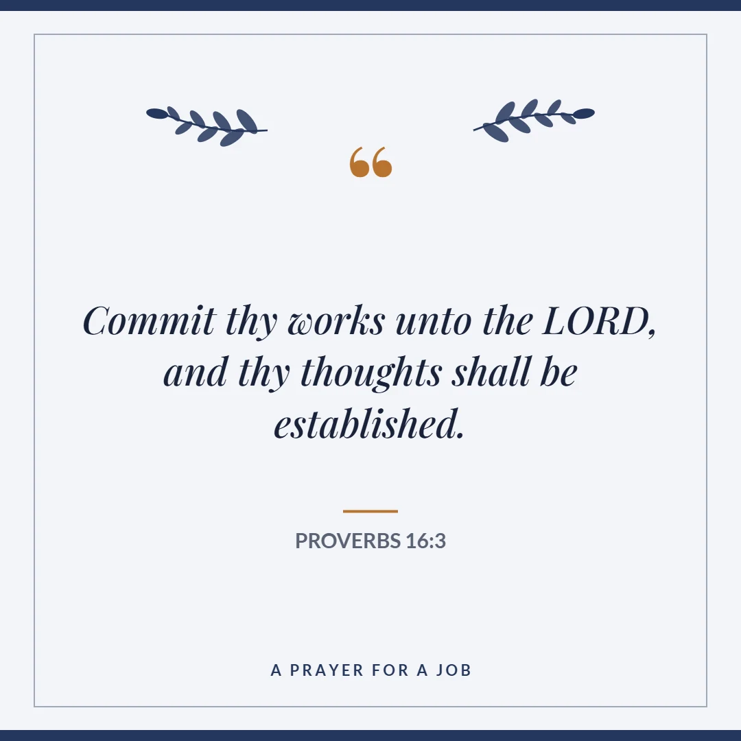 Prayer for a job: Proverbs 16:3 verse card