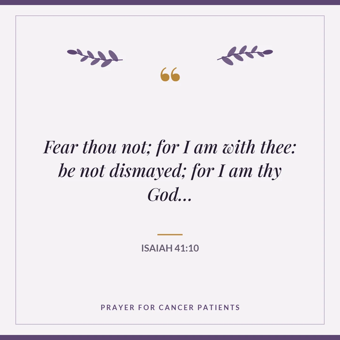 Prayer for cancer patients: Isaiah 41:10 verse card