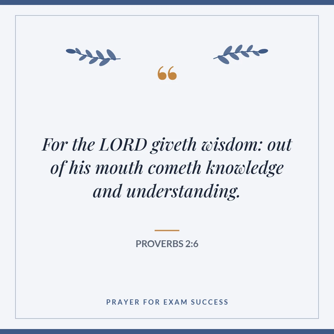 Prayer for exam success: Proverbs 2:6 verse card
