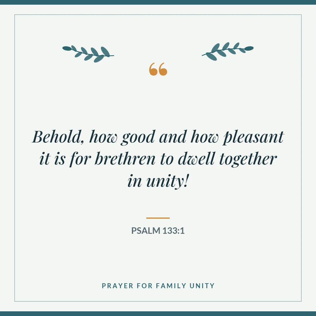 Prayer for family unity: Psalm 133:1 verse card