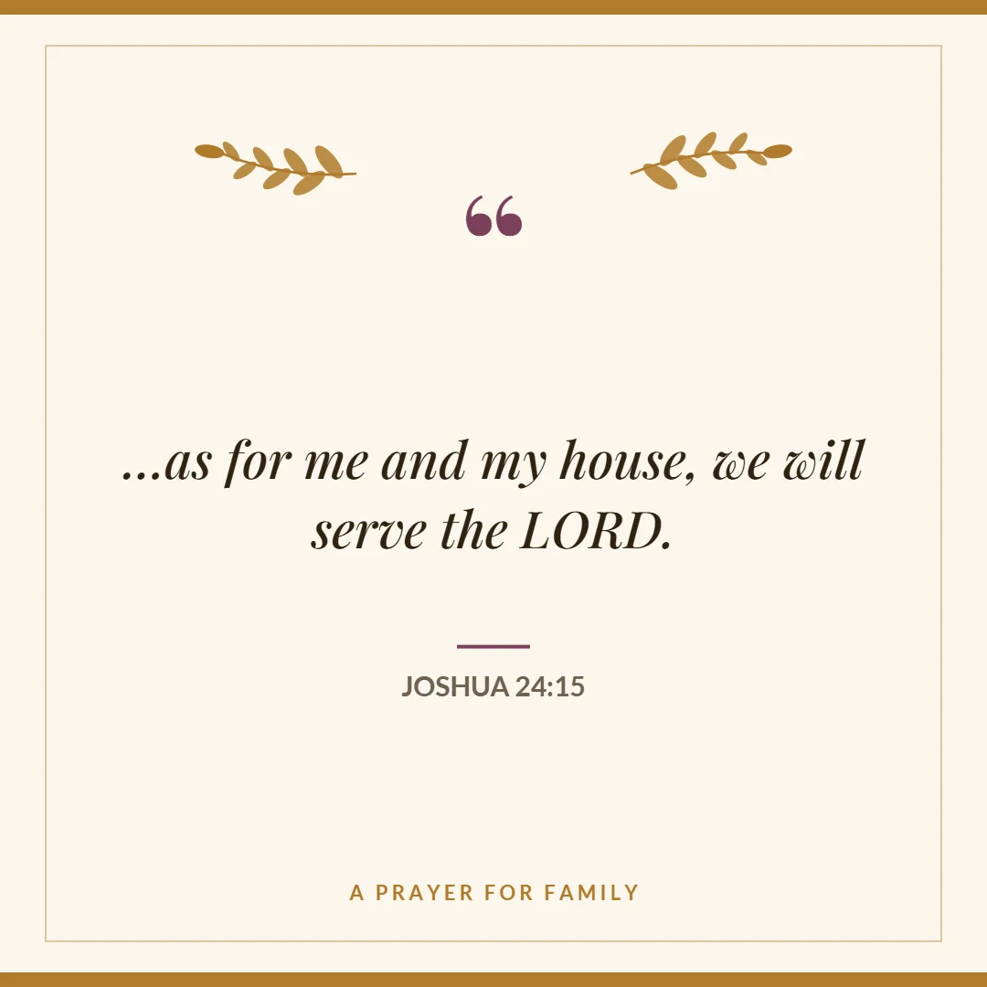 Prayer for family: Joshua 24:15 verse card