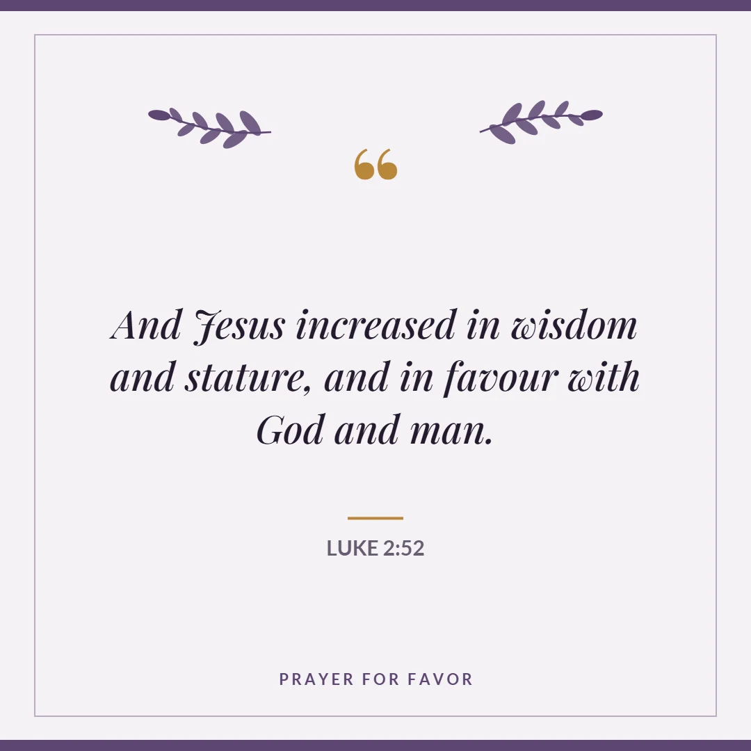 Prayer for favor: Luke 2:52 verse card