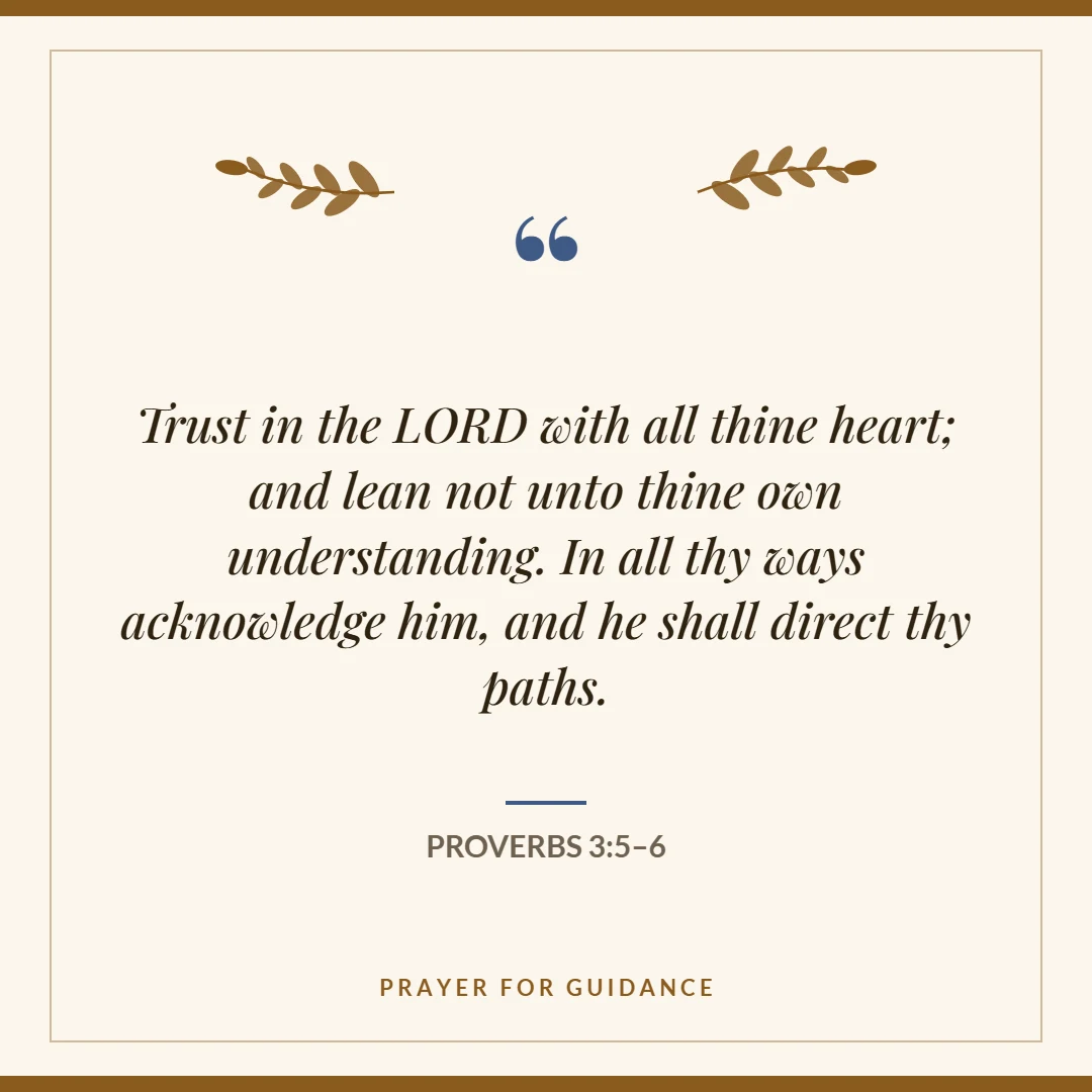 Prayer for guidance: Proverbs 3:5–6 verse card