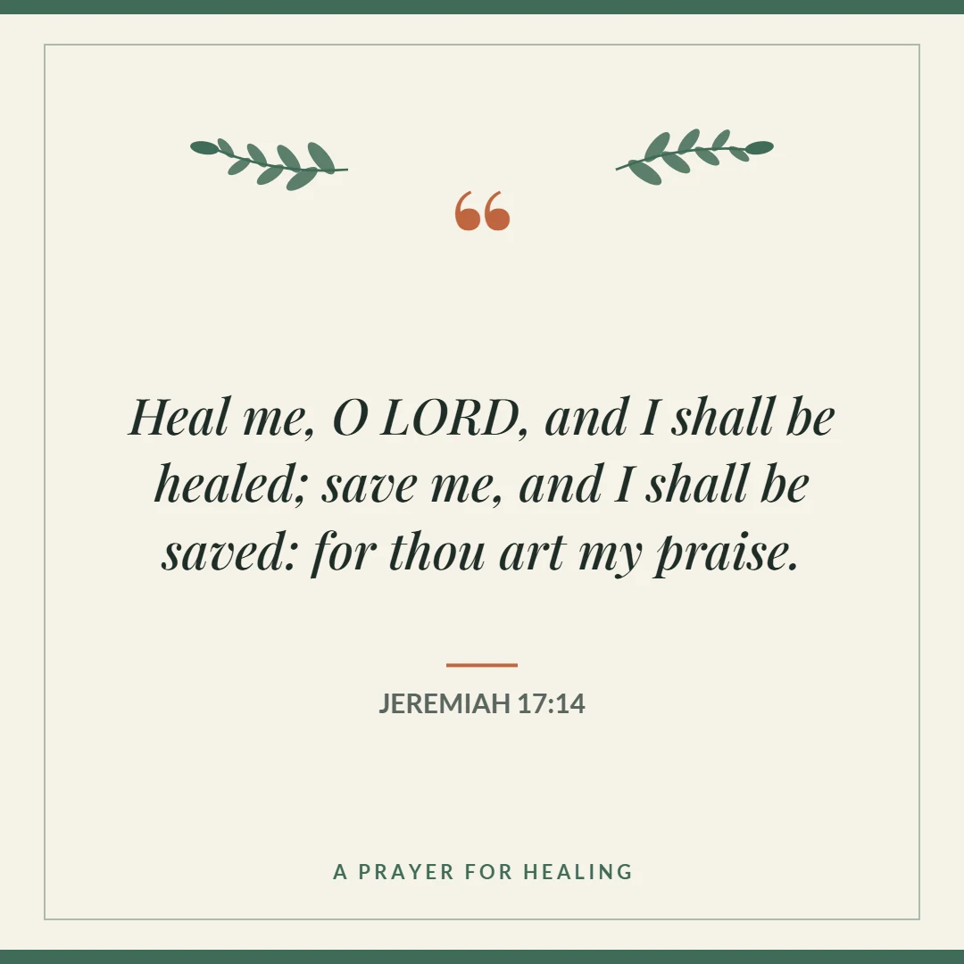 Prayer for healing: Jeremiah 17:14 verse card