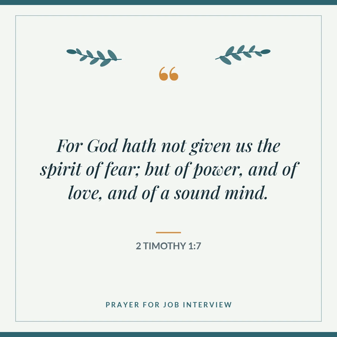 Prayer for job interview: 2 Timothy 1:7 verse card