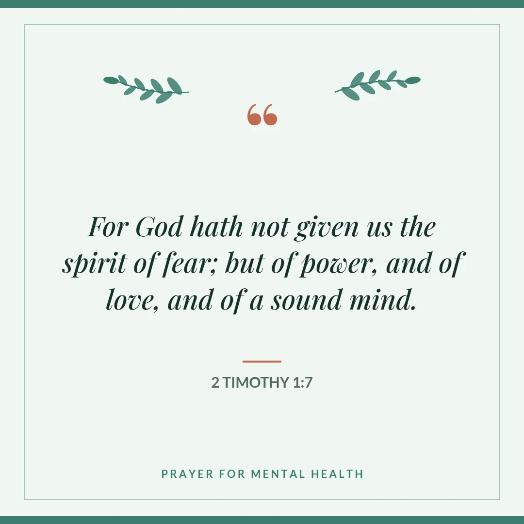 Prayer for mental health: 2 Timothy 1:7 verse card