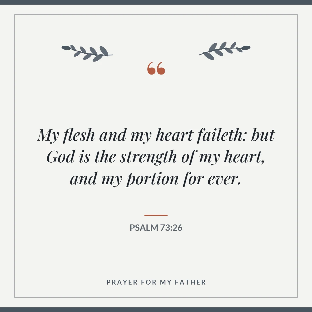 Prayer for my sick father: Psalm 73:26 verse card