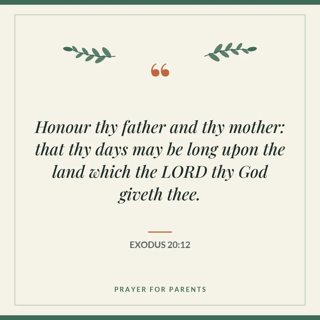 Prayer for parents: Exodus 20:12 verse card
