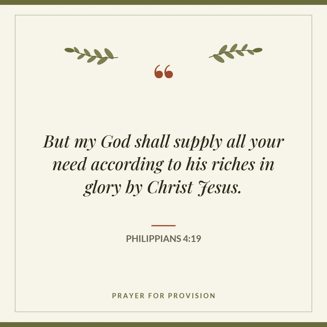 Prayer for provision: Philippians 4:19 verse card