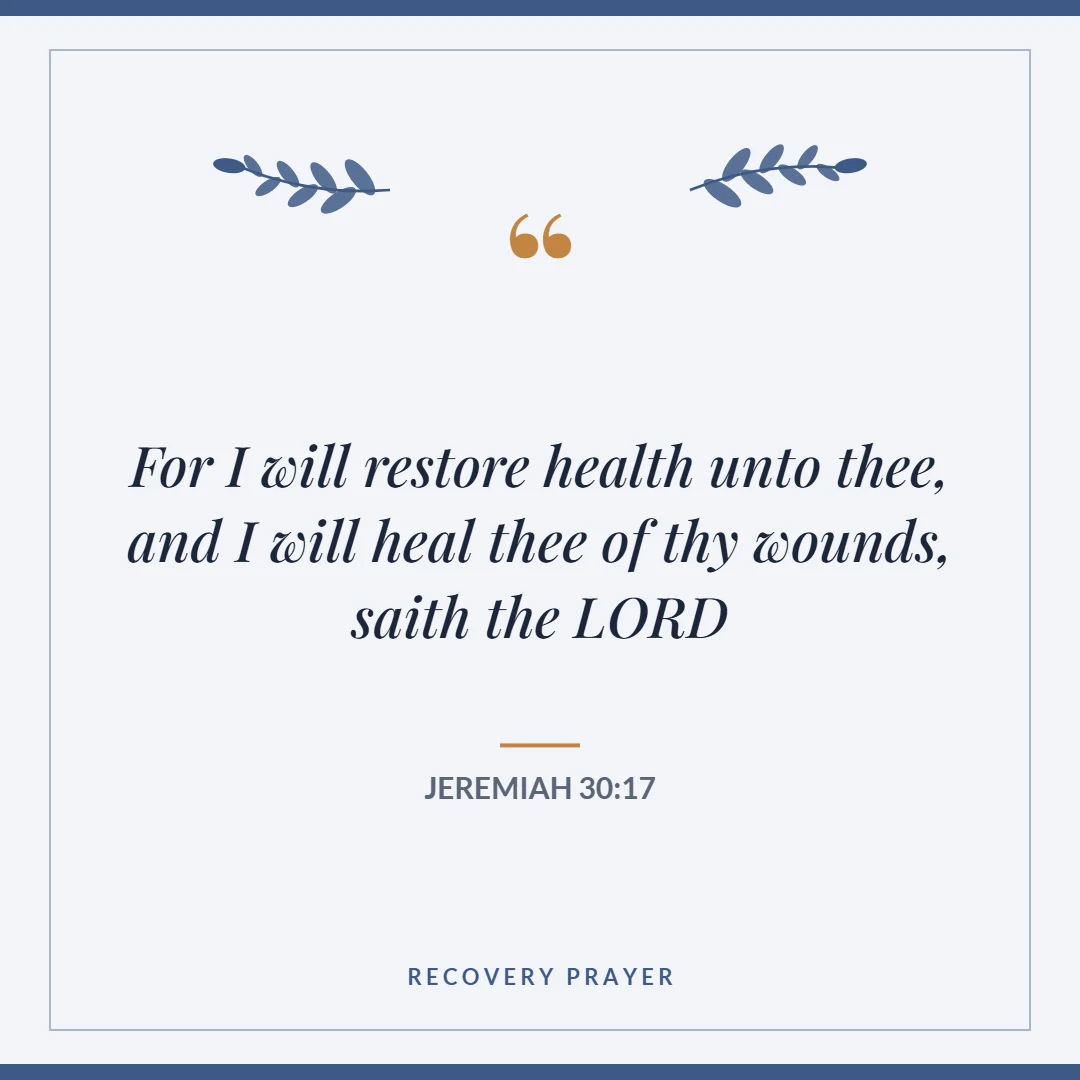Prayer for recovery after surgery: Jeremiah 30:17 verse card