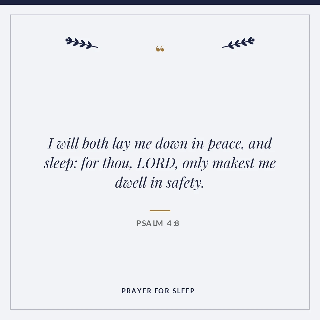Prayer for sleep: Psalm 4:8 verse card