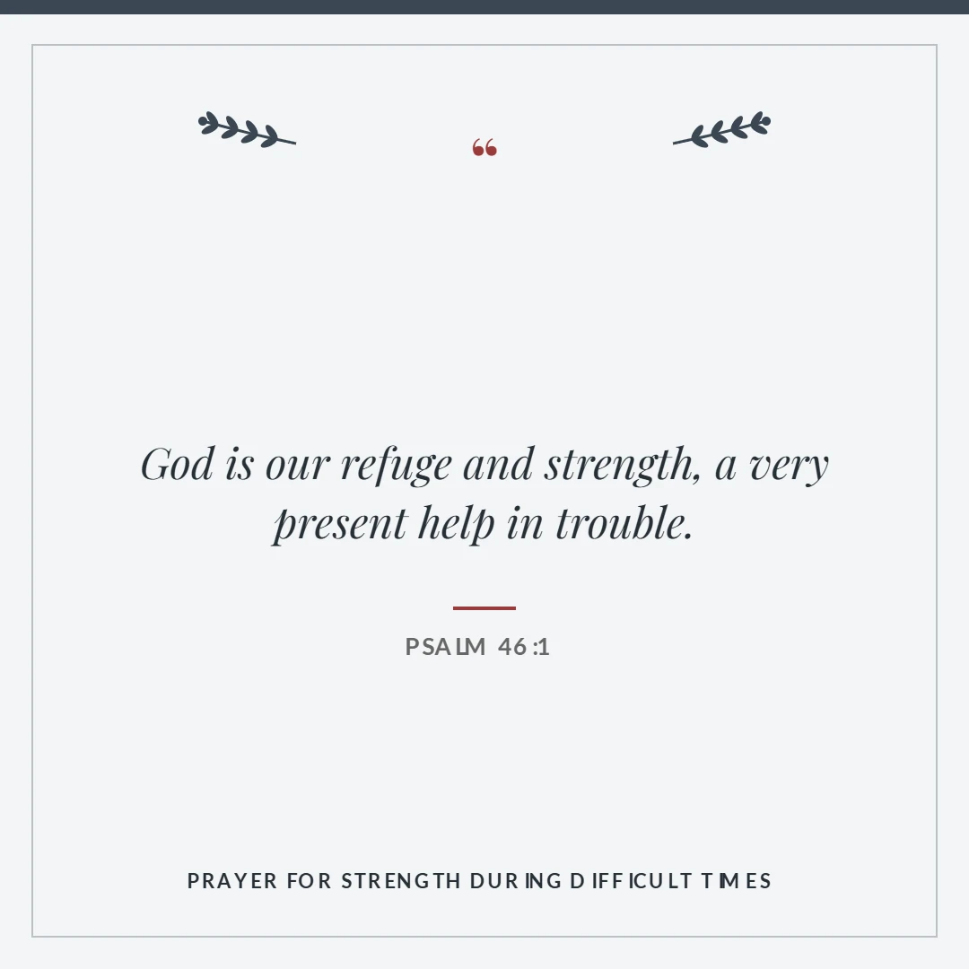 Prayer for strength during difficult times: Psalm 46:1 verse card