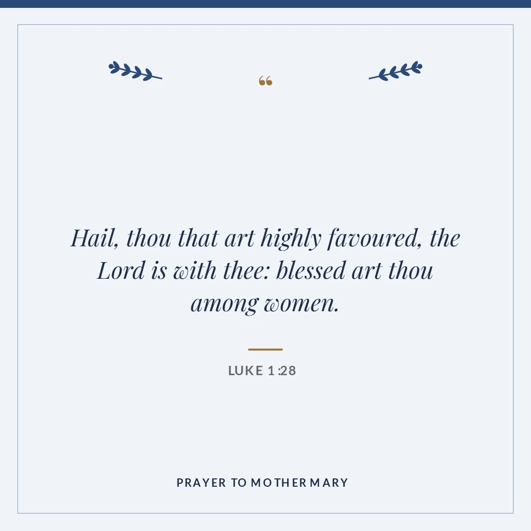 Prayer to Mother Mary: Luke 1:28 verse card