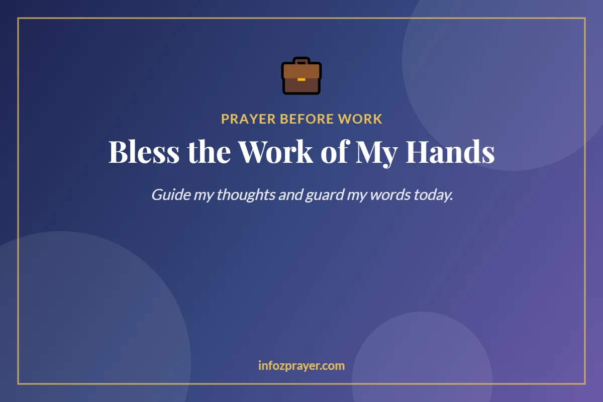 Short prayer before work card