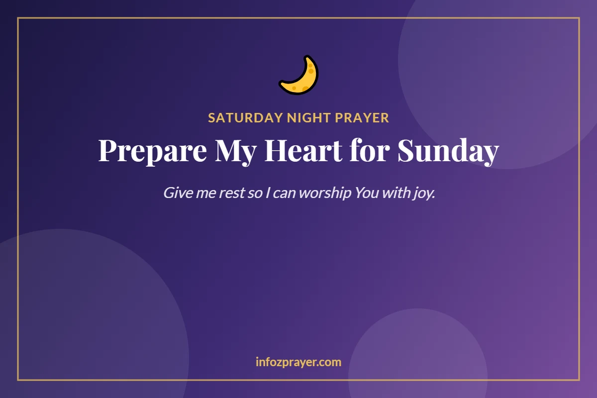 Saturday night prayer card before Sunday worship