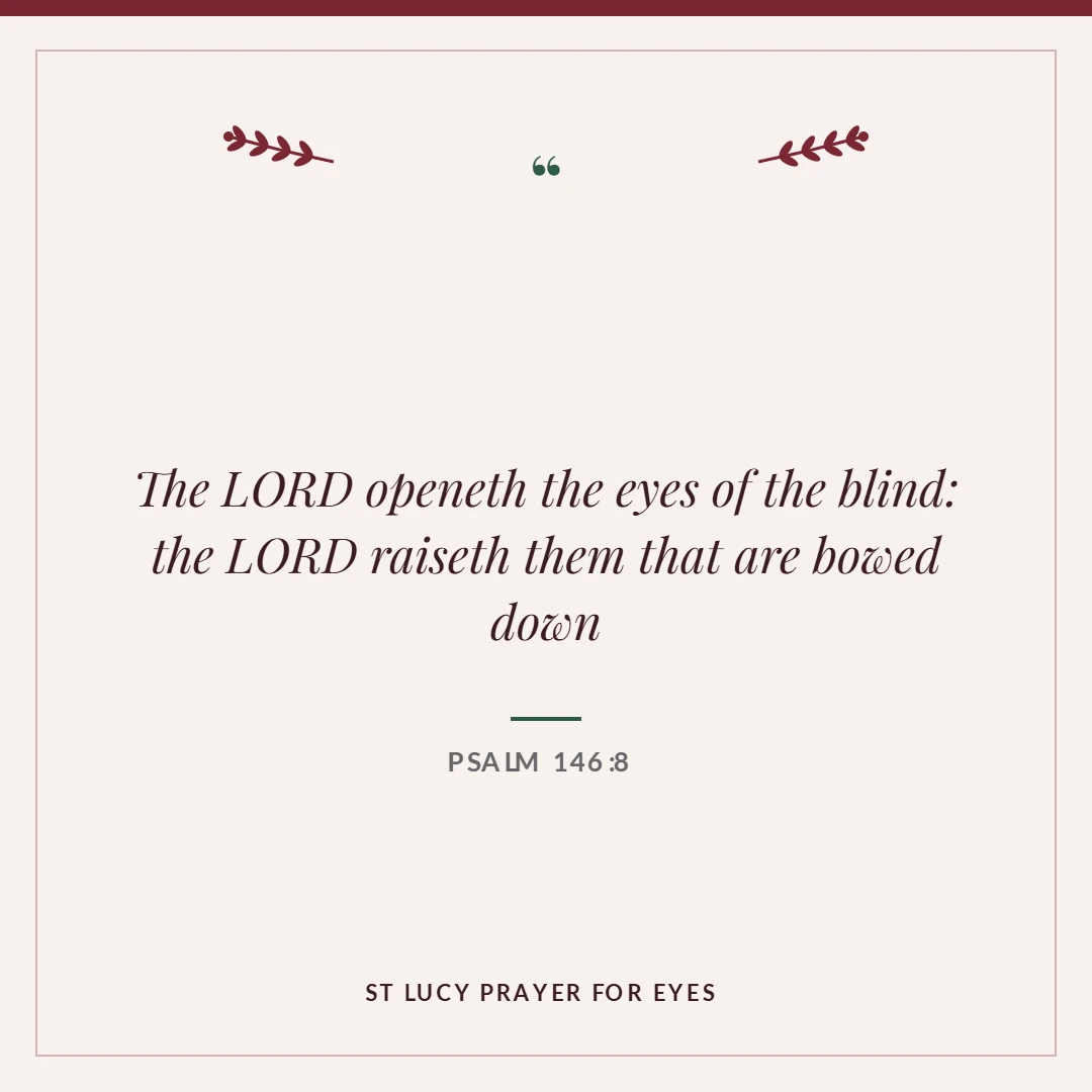 St Lucy prayer for eyes: Psalm 146:8 verse card