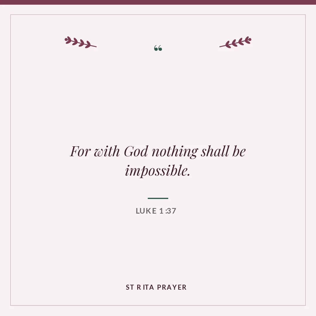 St Rita prayer: Luke 1:37 verse card