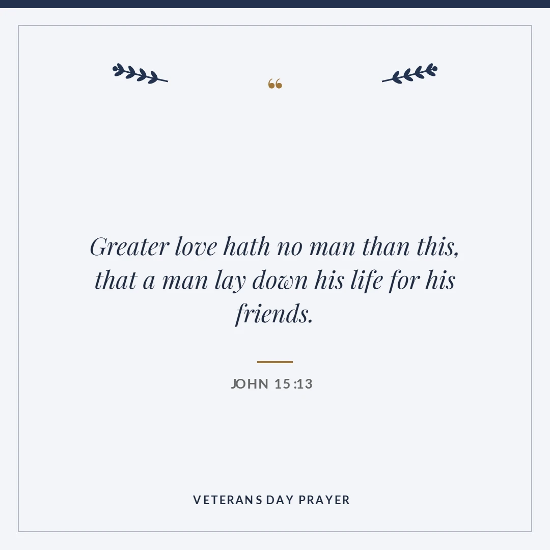 Veterans Day prayer: John 15:13 verse card